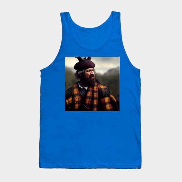 Scottish Highlander in Clan Tartan Tank Top by Grassroots Green